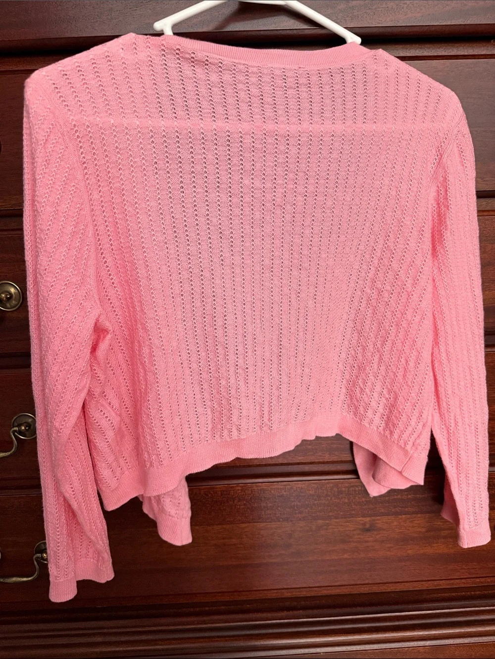 Talbots Pink Pointelle Open-Front Women's Cardigan